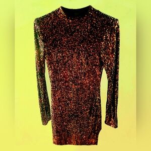 Revamped Multicolor Sequin Long Sleeve Dress